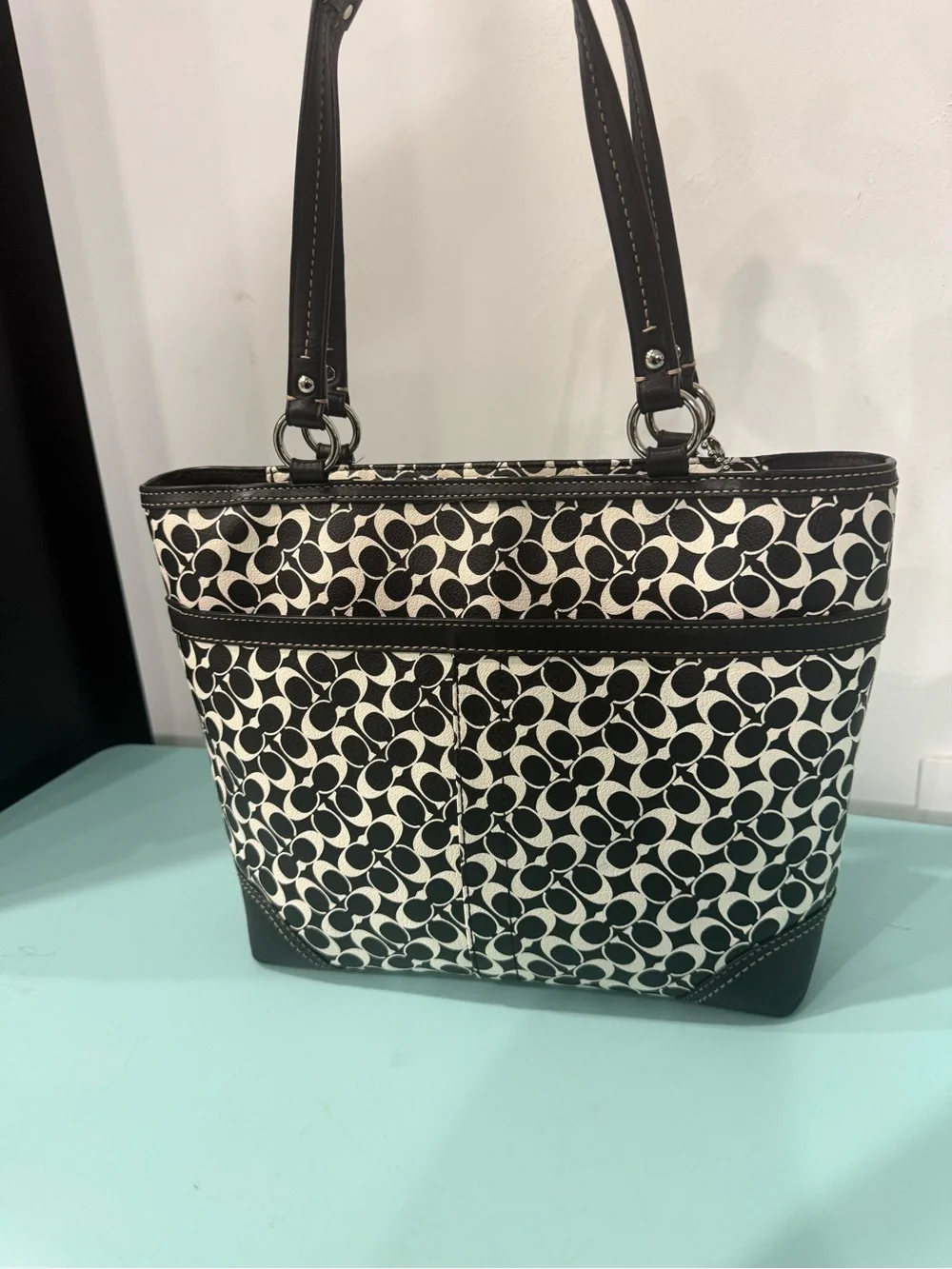 Signature Pattern Black & White Tote Bag